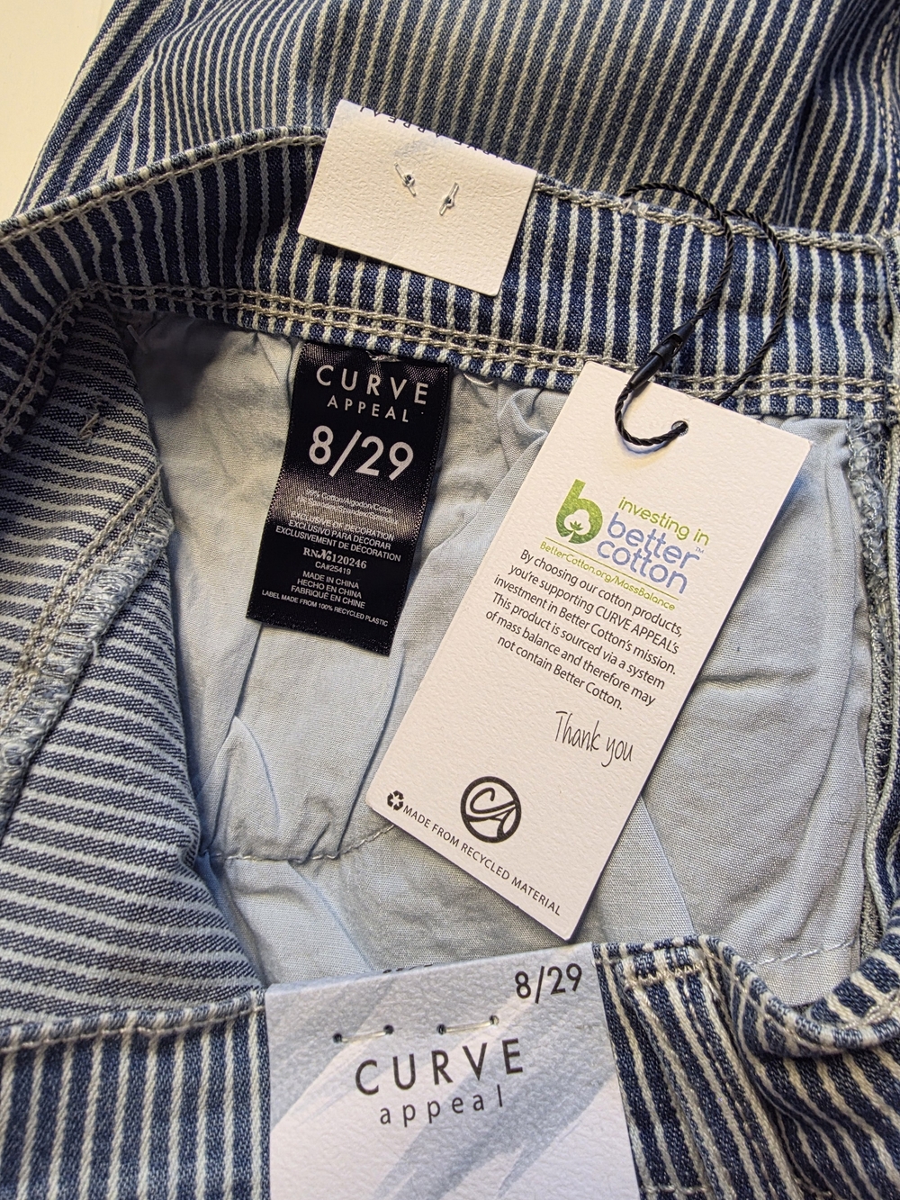 CURVE APPEAL Striped Crop Pants with Curve Fit - Blue & White - Picture 4 of 7